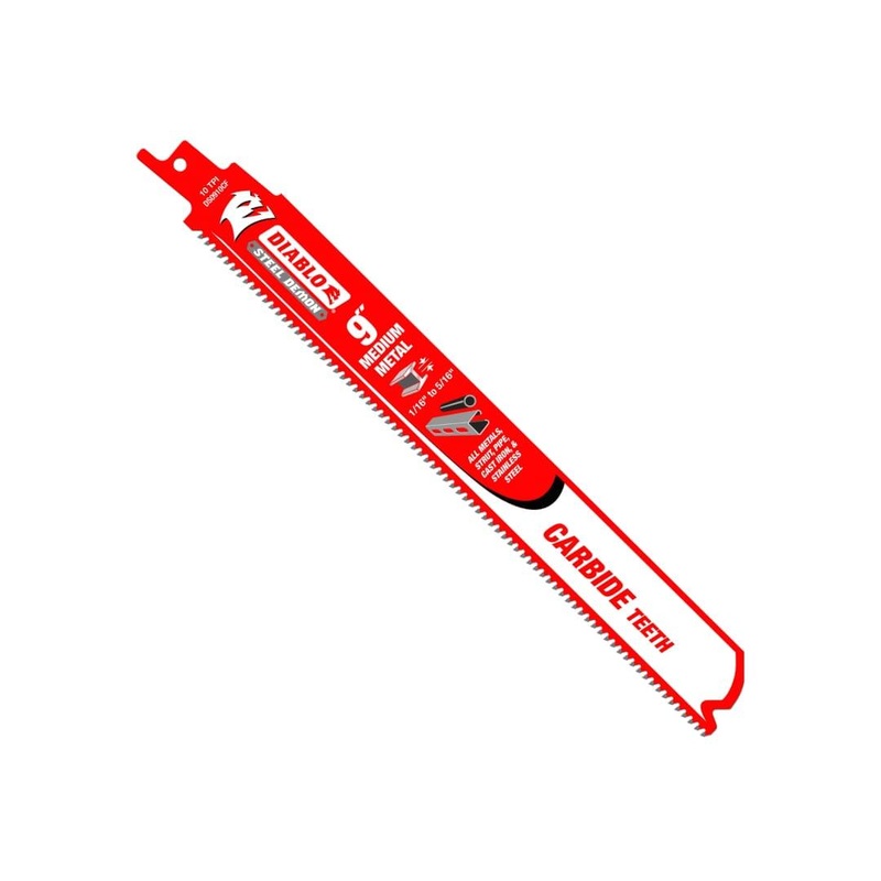 9 in. Steel Demon Carbide Reciprocating Blades for Medium Metal Cutting