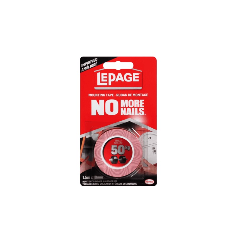 1.5m x 19mm LEPAGE No More Nails Heavy Duty Tape