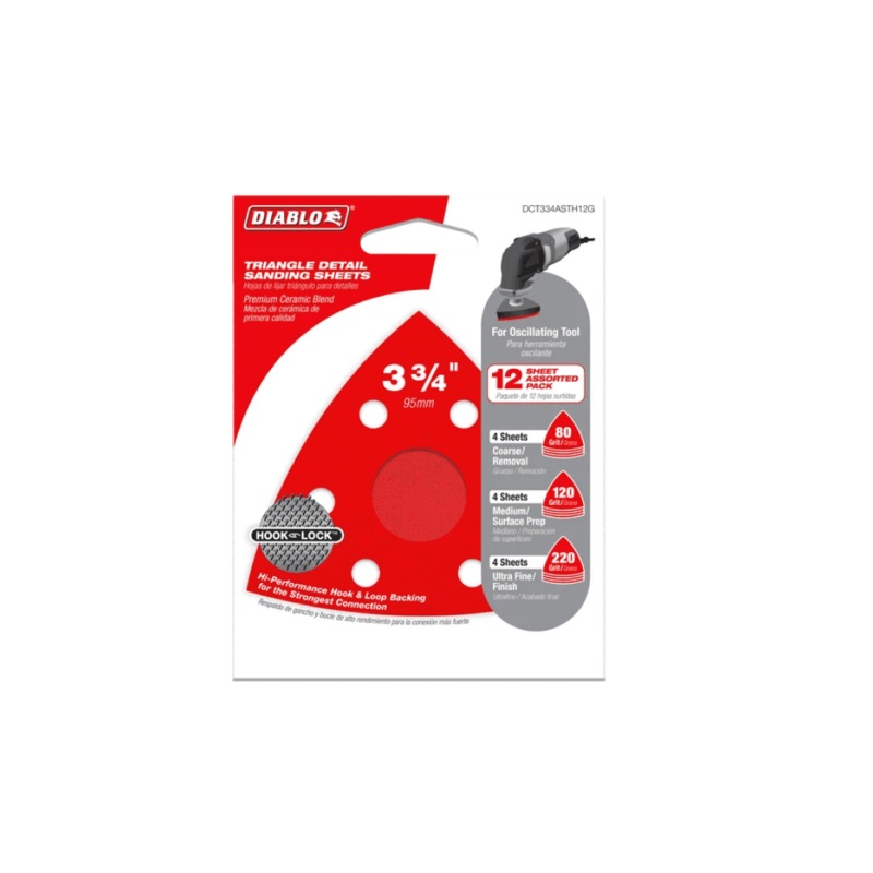 3-1/8 in. 120-Grit Hook & Lock Triangle Detail Sanding Sheets 10-Pack