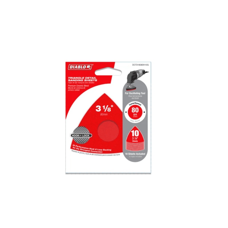 3-1/8 in. 80-Grit Hook & Lock Triangular Detail Sanding Sheets 10-Pack