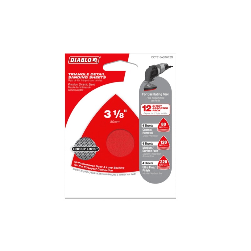 3-1/8 in. Assorted Oscillating Detail Triangle Sanding Sheets 12-Pack