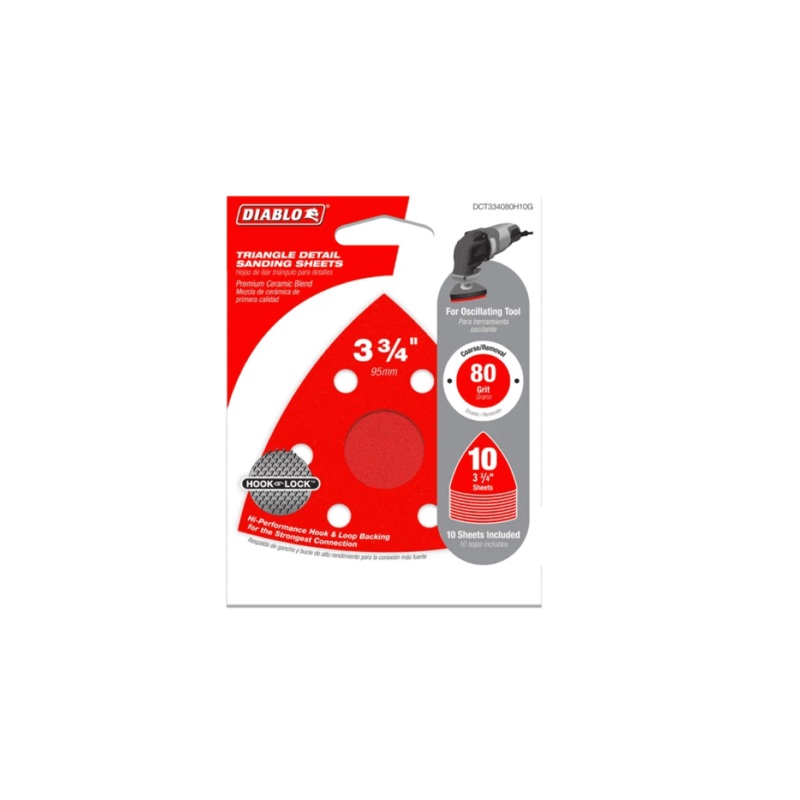 3-3/4 in. 80-Grit Oscillating Triangular Detail Sanding Sheets 10-Pack