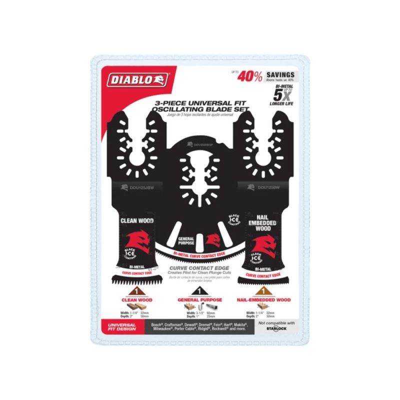 3PC Universal Fit Bi-Metal Oscillating Blade Set