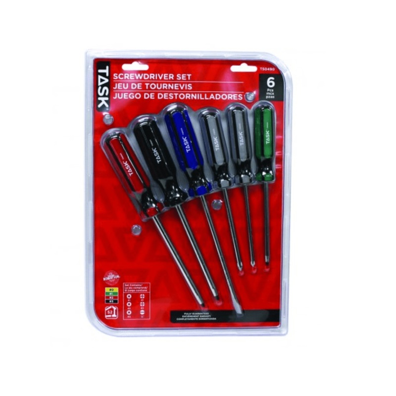 6PC Acetate Hard Grip Screwdriver Set - Clamshell