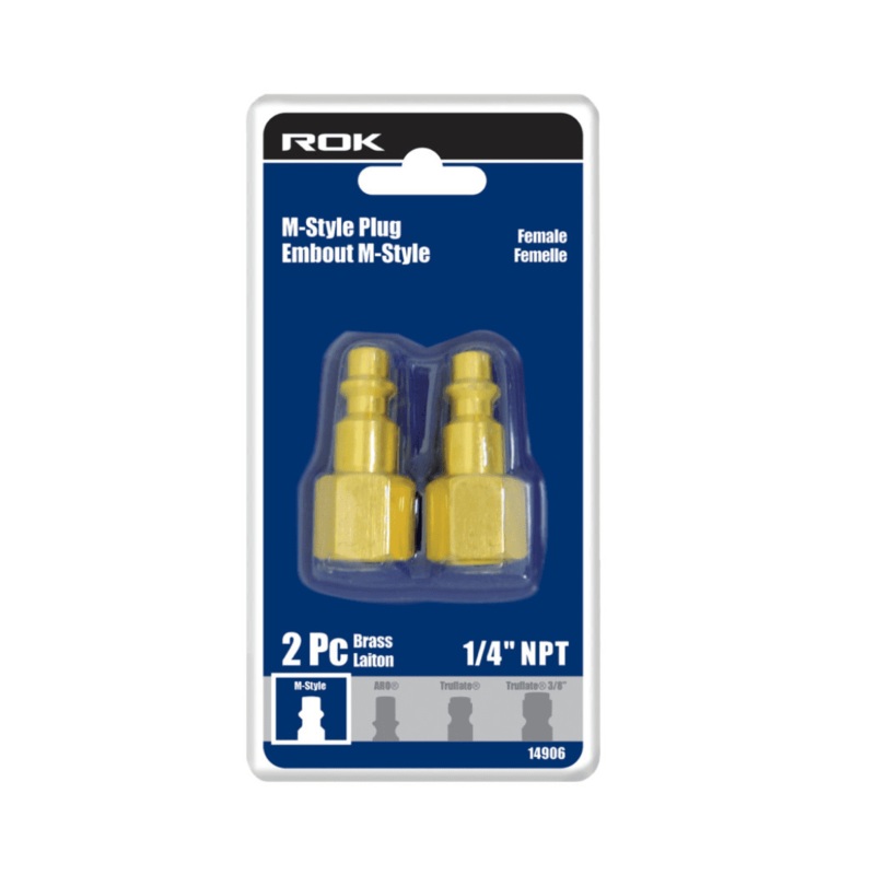 1/4" Female Plug Industrial M-style Brass 2-Pack