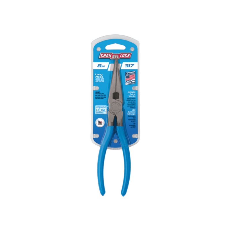 8" Long Nose Pliers With Side Cutter