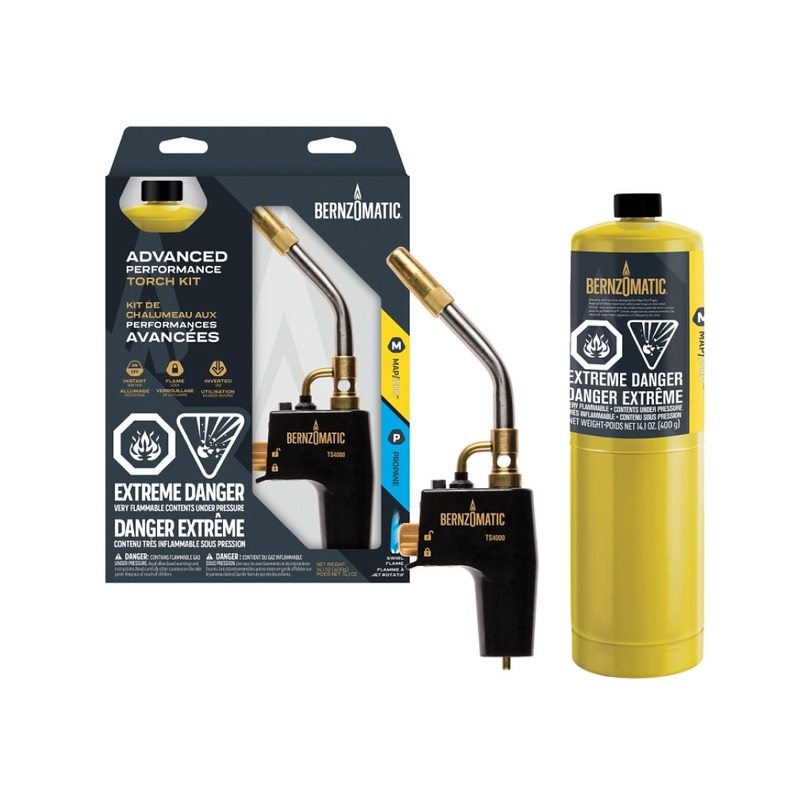 BernzOmatic TS4000KC CAN Torch Kit, Includes: 14.1 oz MAP Pro Filled Cylinder, TS4000 Trigger Start Torch Head