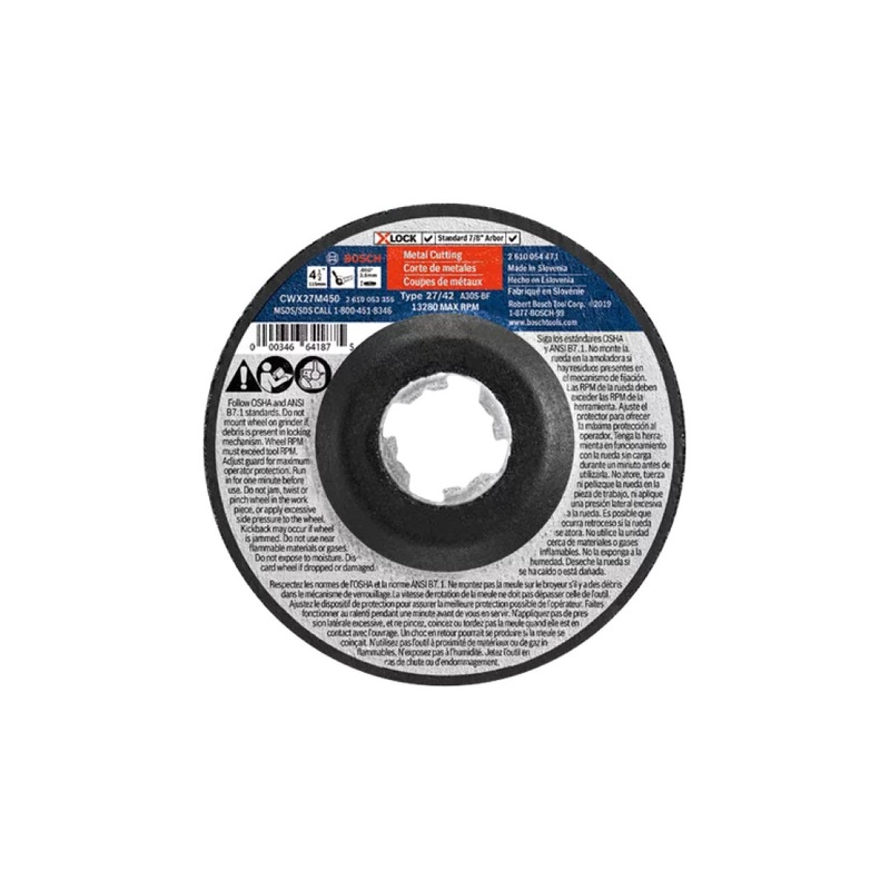 4-1/2" x .098" X-LOCK Arbor Type 27A 30 Grit Metal Cutting and Grinding Abrasive Wheel