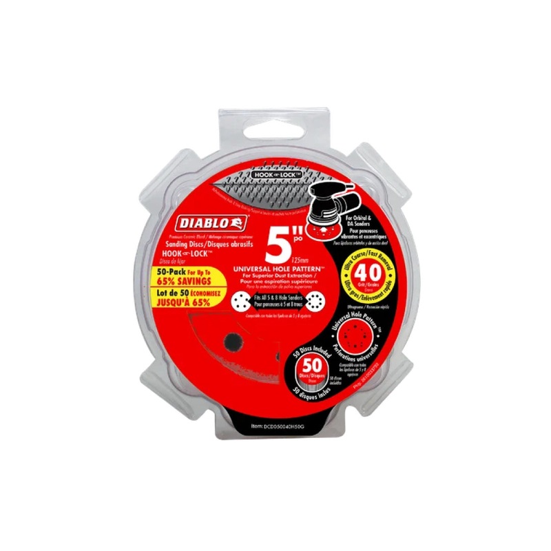 5" 40-Grit Hook & Lock ROS Sanding Discs