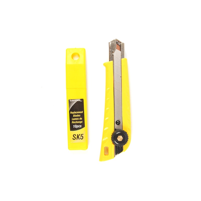 HD Utility Knife 18mm Snap-Off Blade + 10 Blades Yellow