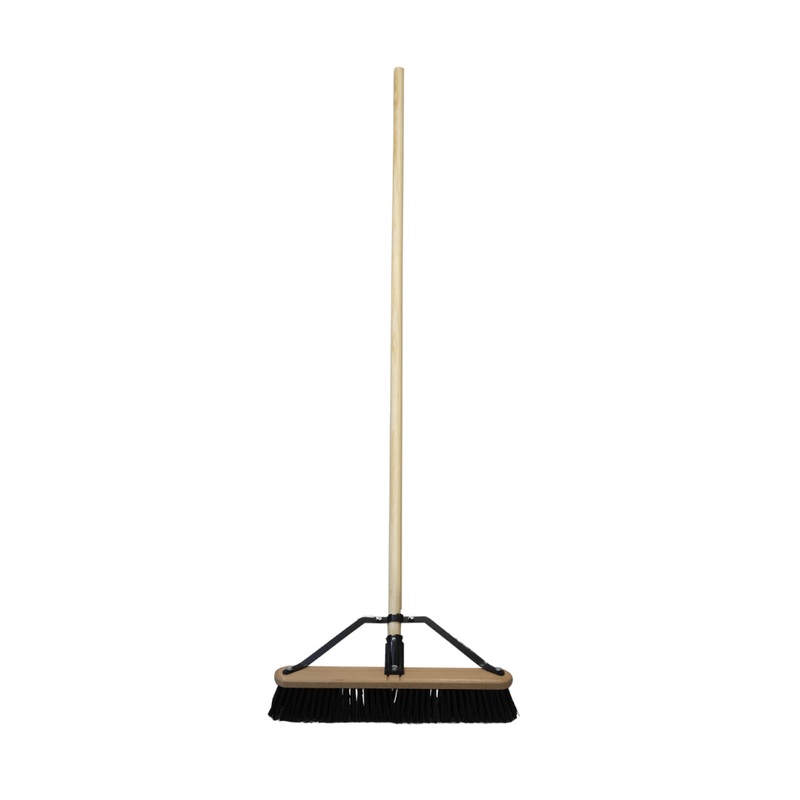 Push Broom 18in Indoor/Outdoor With Braced Handle Hard Bristle