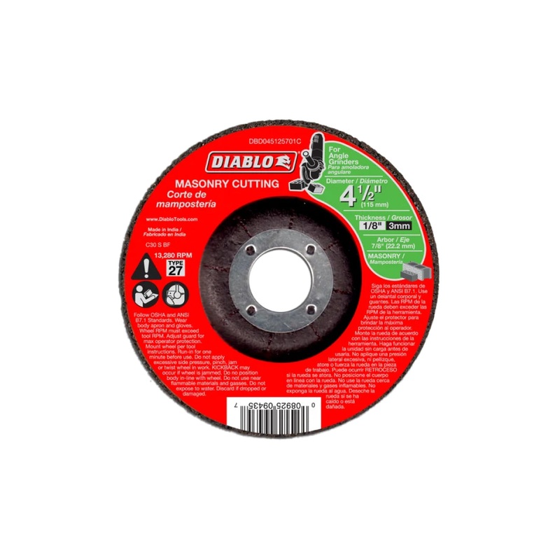 4-1/2" Type 27 Masonry Cut-Off Disc