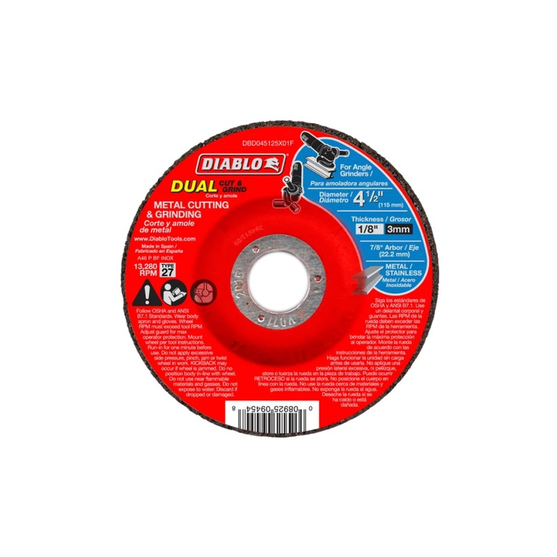 4-1/2" Type 27 Metal Dual Cut and Grind Disc