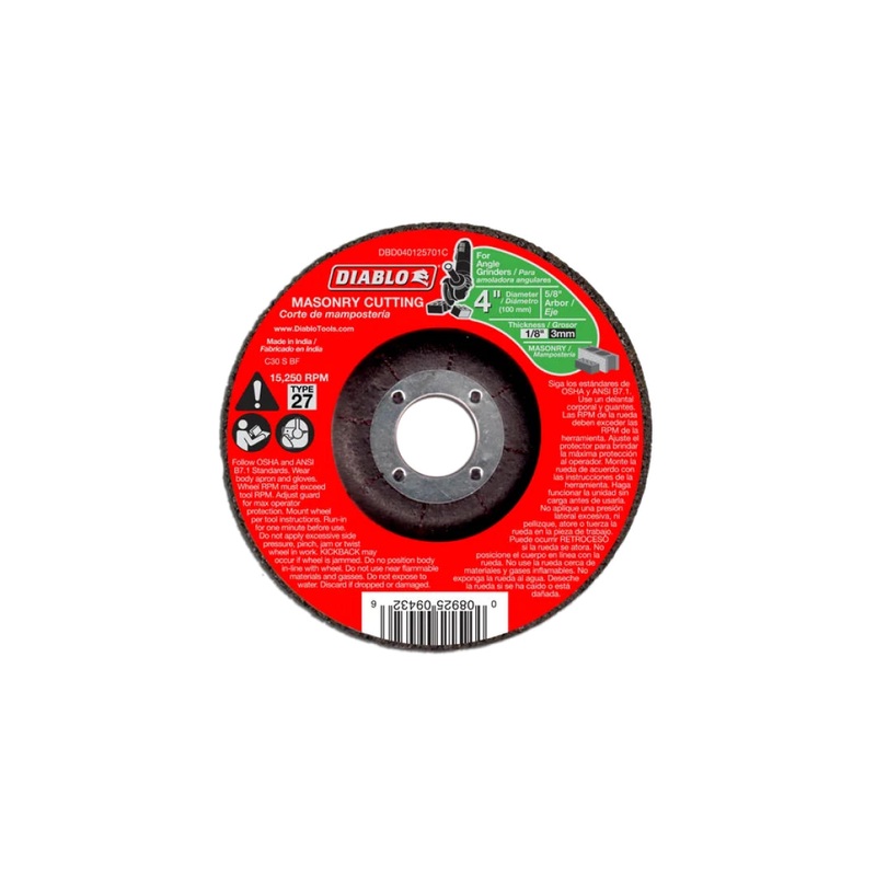 4" Type 27 Masonry Cut-Off Disc