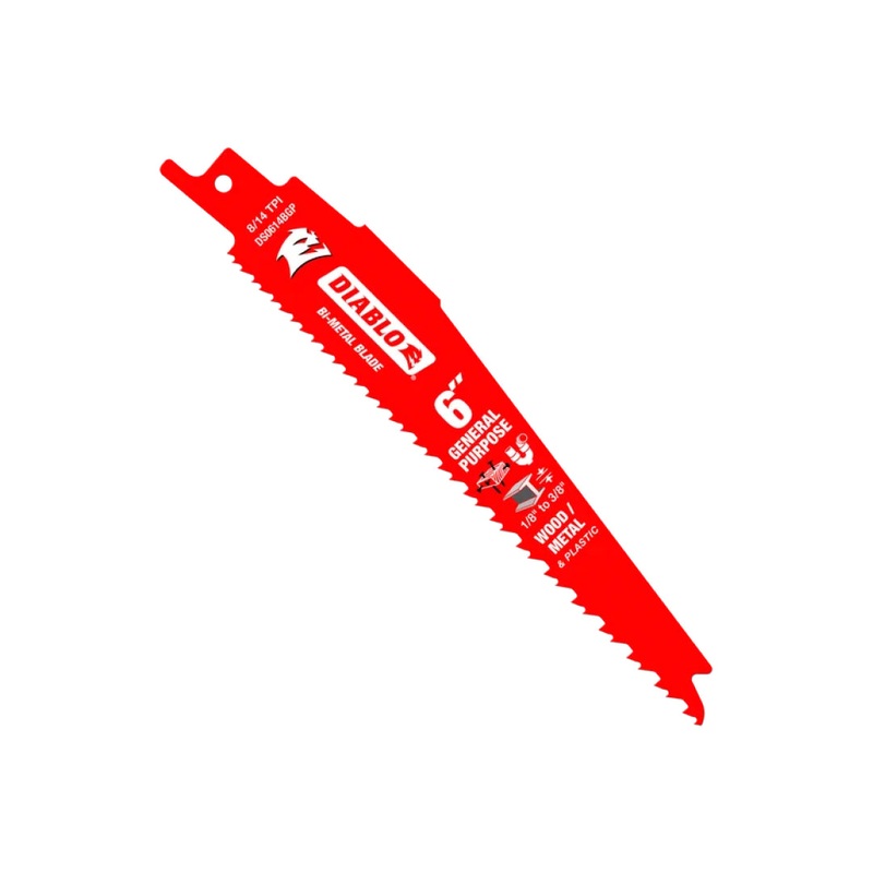 6" Bi-Metal Reciprocating Saw Blade for Nail-Embedded Wood, Metal, and Plastic 25PK