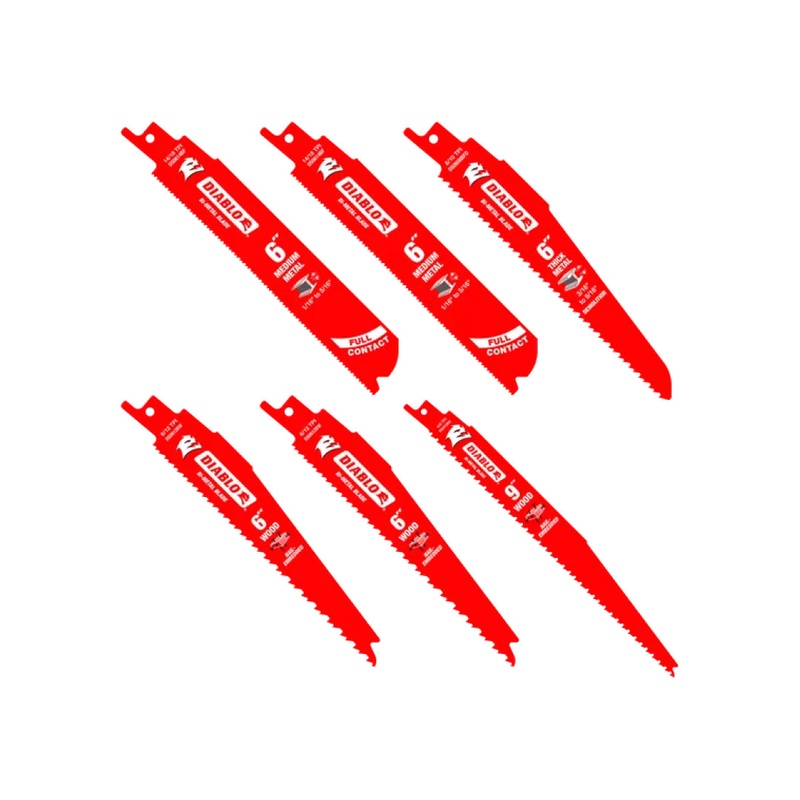6 pc Bi-Metal Reciprocating Saw Blade Set for Wood and Metal Demolition