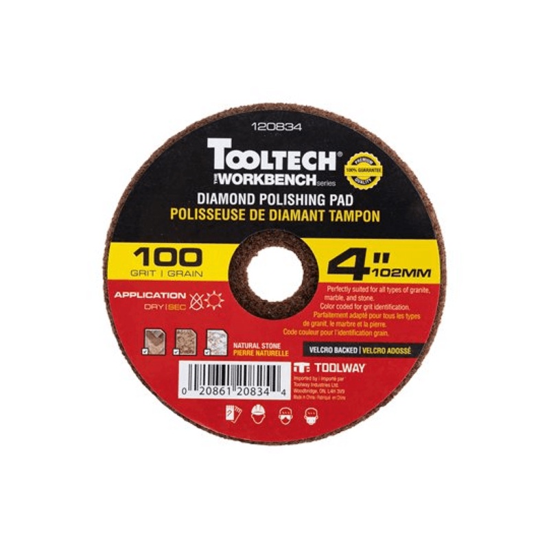 10PC Diamond Dry Polishing Pad 4in 100 Grit