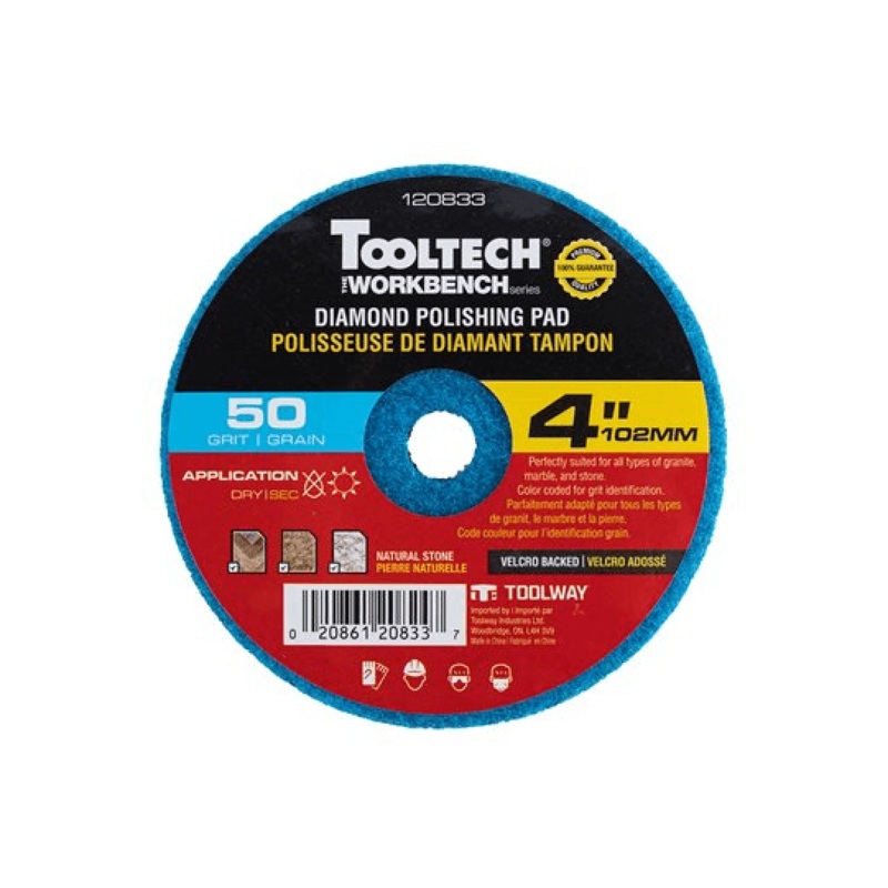 10PC Diamond Dry Polishing Pad 4in 50 Grit