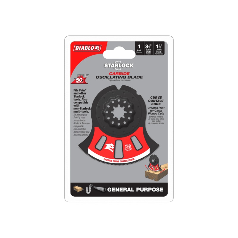 3-1/8 in. Starlock Carbide Oscillating Blade for General Purpose Cuts