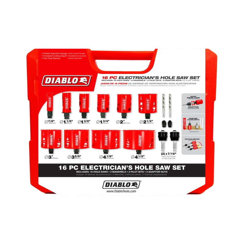 16 pc Bi-Metal Hole Saw Set for Electricians