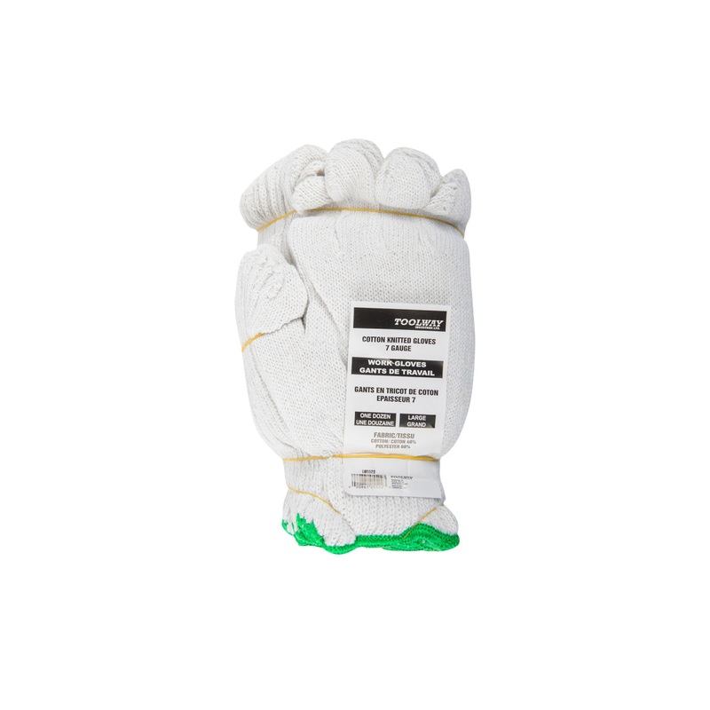 1dz. Knitted Poly/Cotton Gloves White (L)