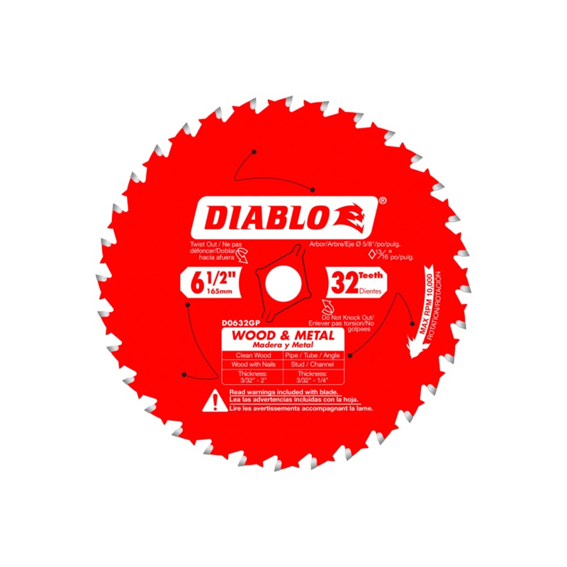 6-1/2 in. x 32 Tooth Wood & Metal Carbide Saw Blade