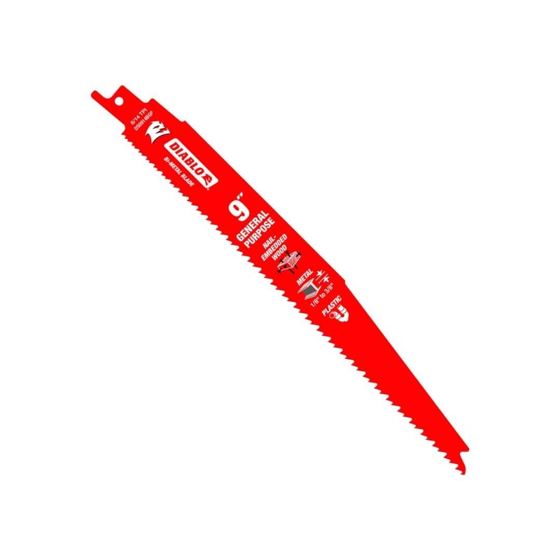 9 in. Bi-Metal Reciprocating Blade for Nail-Embedded Wood, Metal, and Plastic 25PC