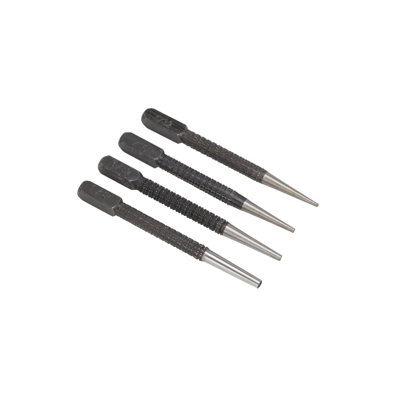 Vulcan JLO-048 Nail Punch Set 4Pc, 4-Piece, Alloy Steel