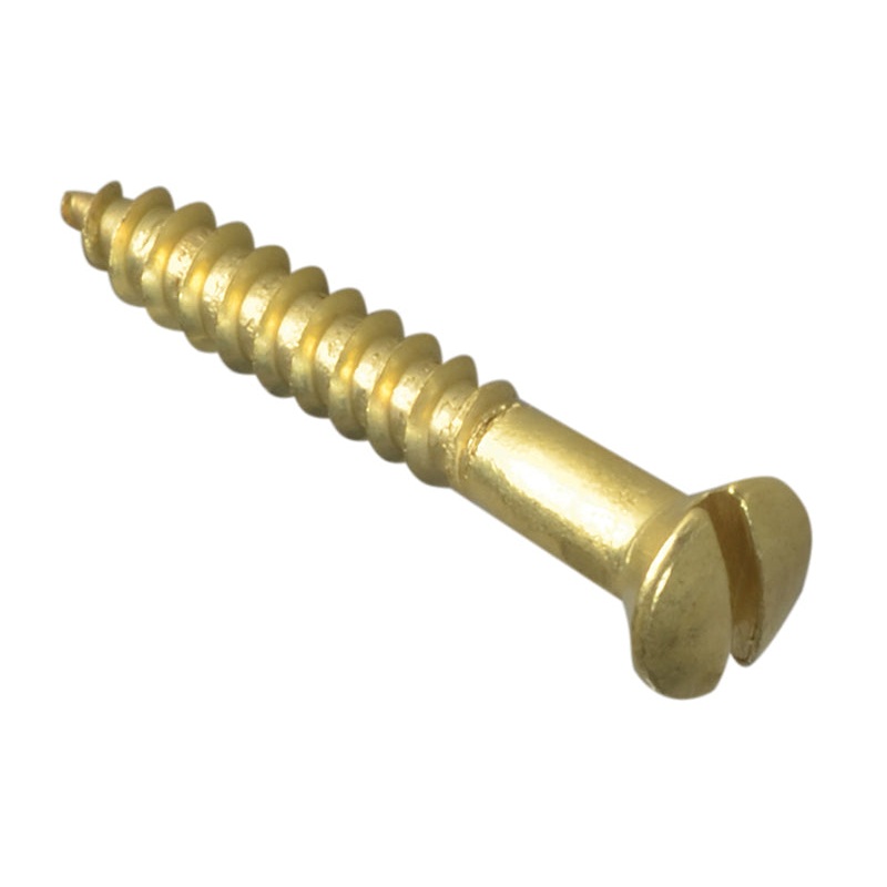 Wood Screw Slotted Raised Head ST Solid Brass 1in x 6 Forge Pack 20
