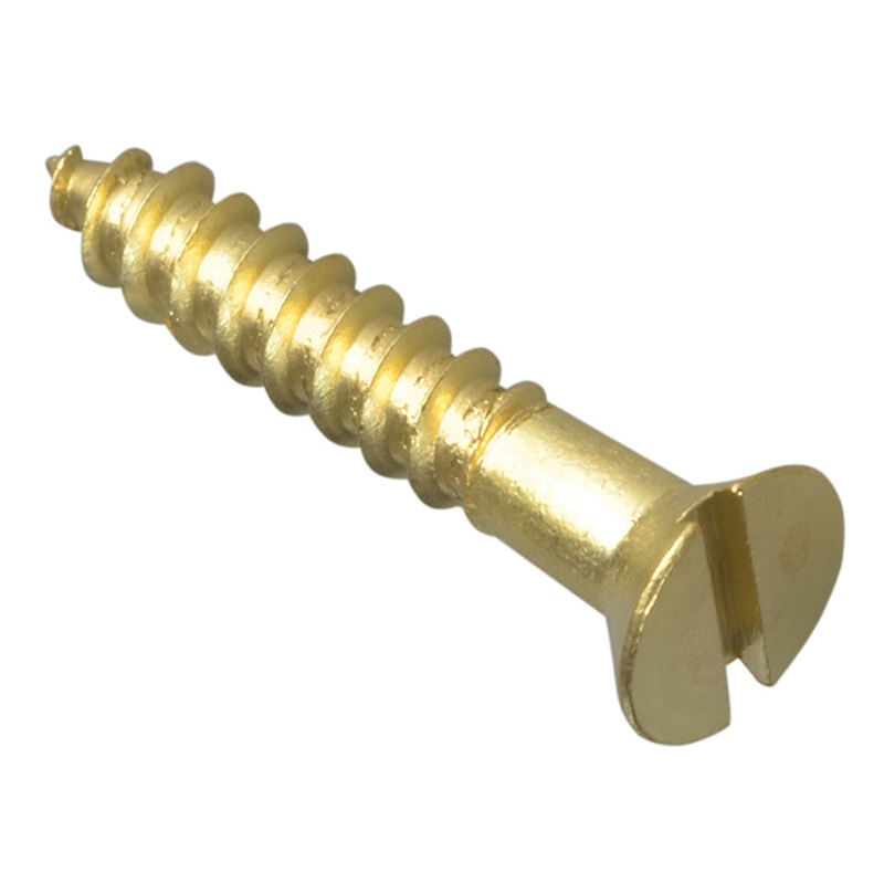 Wood Screw Slotted Raised Head ST Solid Brass 1in x 8 Forge Pack 16