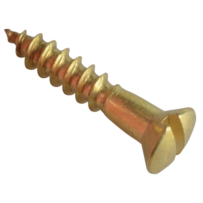 Wood Screw Slotted Raised Head ST Solid Brass 3/4in x 6 Forge Pack 25