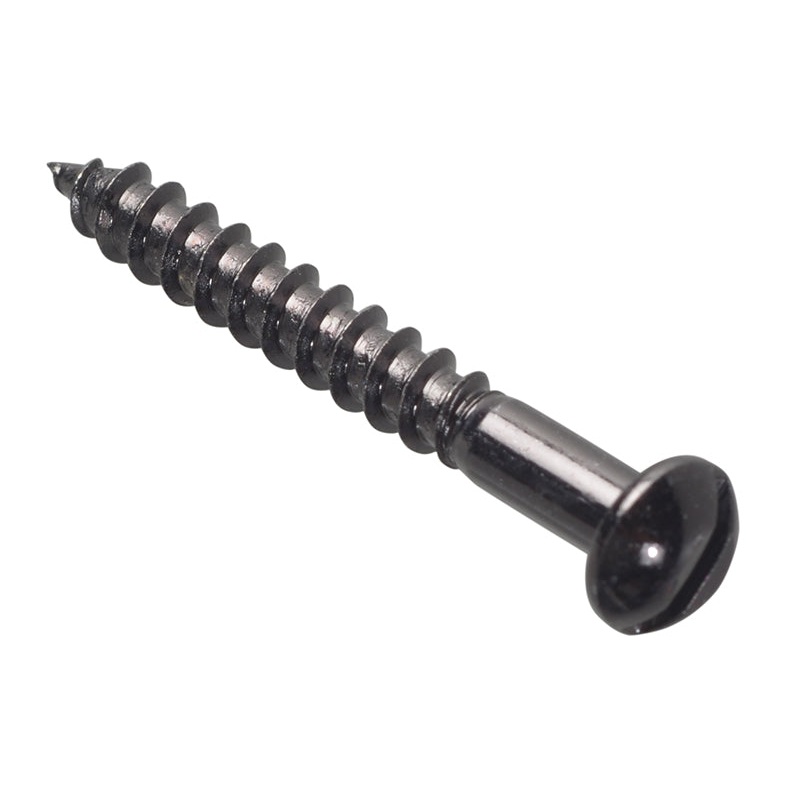 Wood Screw Slotted Round Head ST Black Japanned 1.1/2in x 10 Forge Pack 8