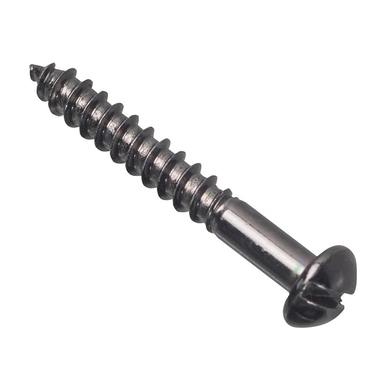 Wood Screw Slotted Round Head ST Black Japanned 1.1/4in x 8 Forge Pack 12