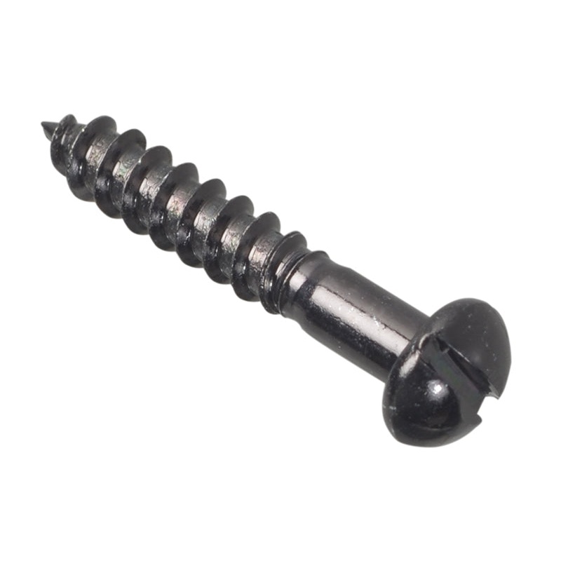 Wood Screw Slotted Round Head ST Black Japanned 1in x 8 Forge Pack 20