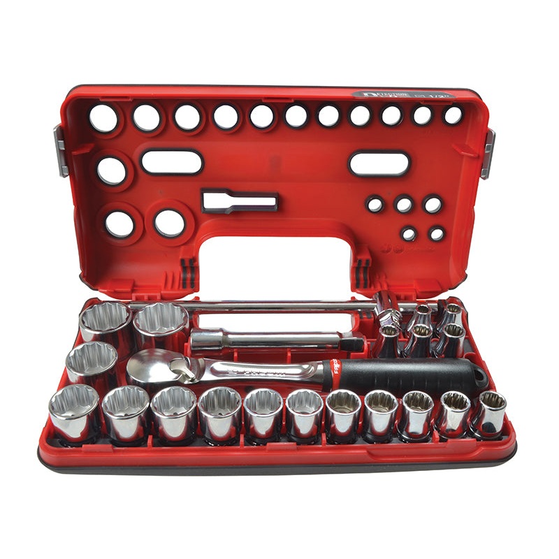 1/2in Drive 12-Point Detection Box Socket Set, 22 Piece Metric
