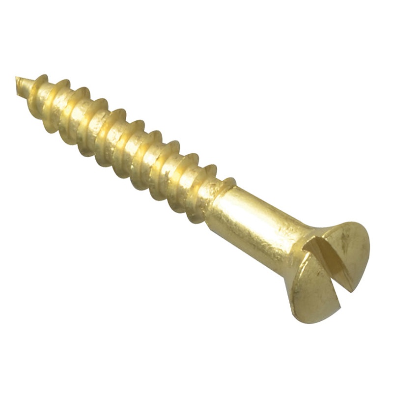 Wood Screw Slotted CSK Brass 1in x 6 Forge Pack 20
