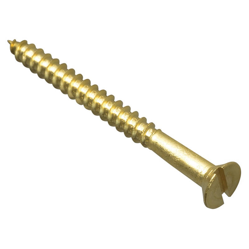 Wood Screw Slotted CSK Brass 2.1/2in x 12 Forge Pack 4