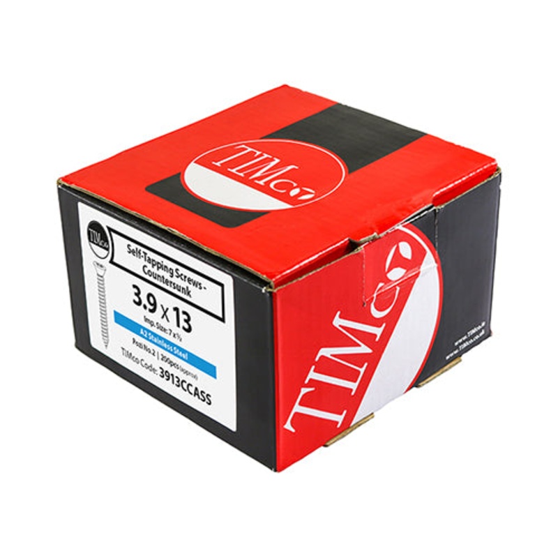 TIMCO Self-Tapping Countersunk A2 Stainless Steel Screws - 4.8 x 19