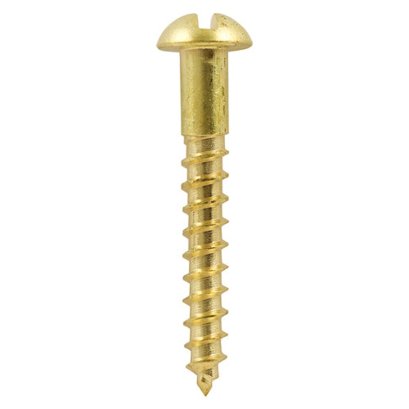 TIMCO Solid Brass Round Head Woodscrews - 8 x 1 1/2