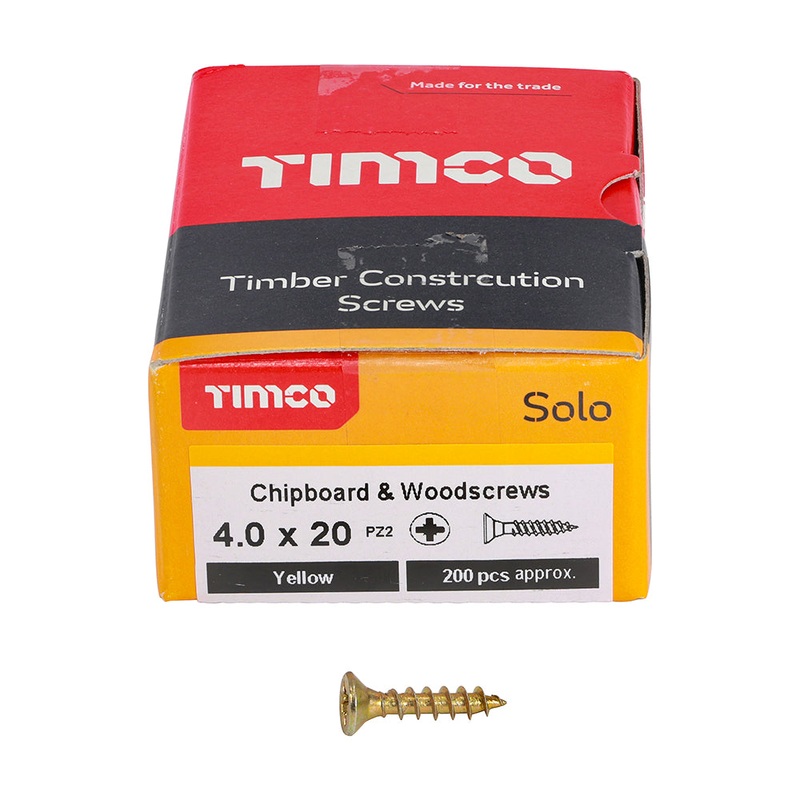 TIMCO Solo Countersunk Gold Woodscrews - 4.0 x 20