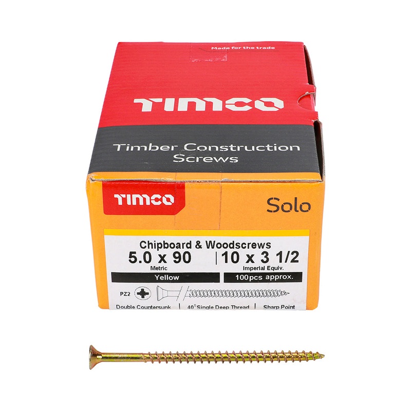 TIMCO Solo Countersunk Gold Woodscrews - 5.0 x 90