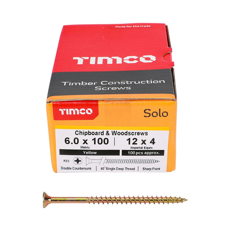TIMCO Solo Countersunk Gold Woodscrews - 6.0 x 100