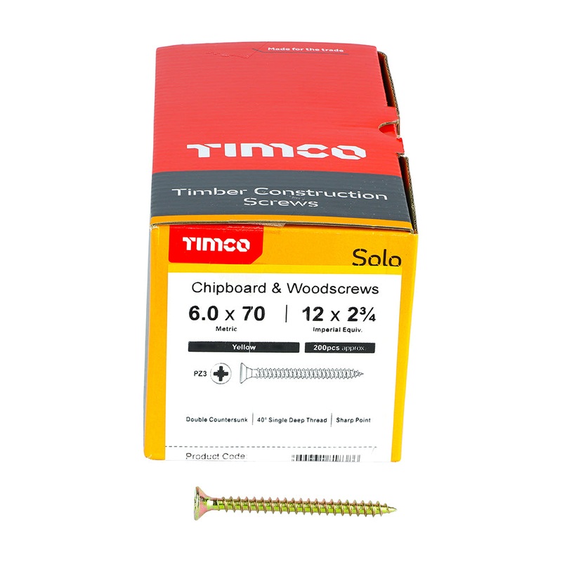 TIMCO Solo Countersunk Gold Woodscrews - 6.0 x 70