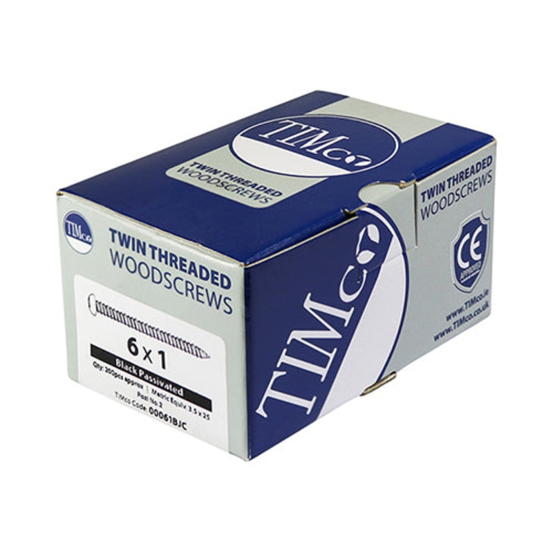 TIMCO Twin-Threaded Round Head Black Woodscrews - 8 x 1