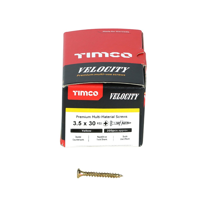 TIMCO Velocity Premium Multi-Use Countersunk Gold Woodscrews - 3.5 x 30