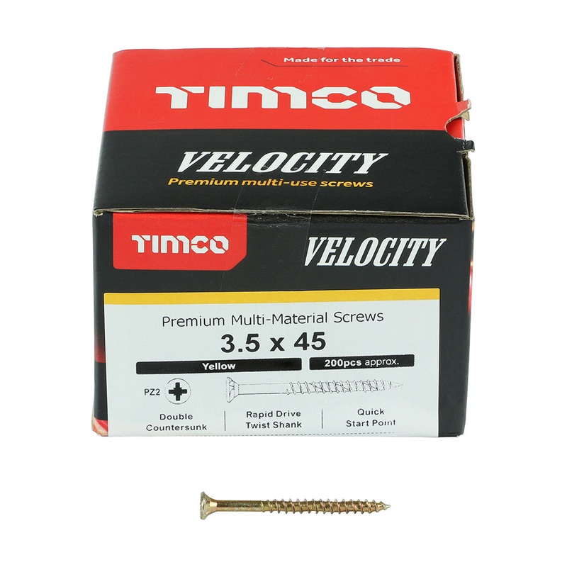 TIMCO Velocity Premium Multi-Use Countersunk Gold Woodscrews - 3.5 x 45