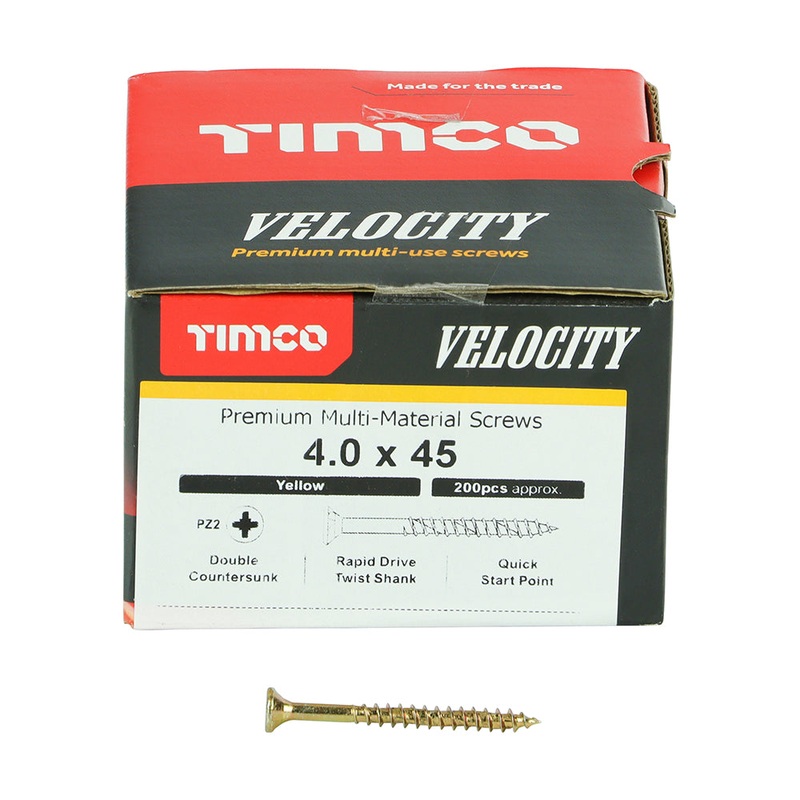 TIMCO Velocity Premium Multi-Use Countersunk Gold Woodscrews - 4.0 x 45
