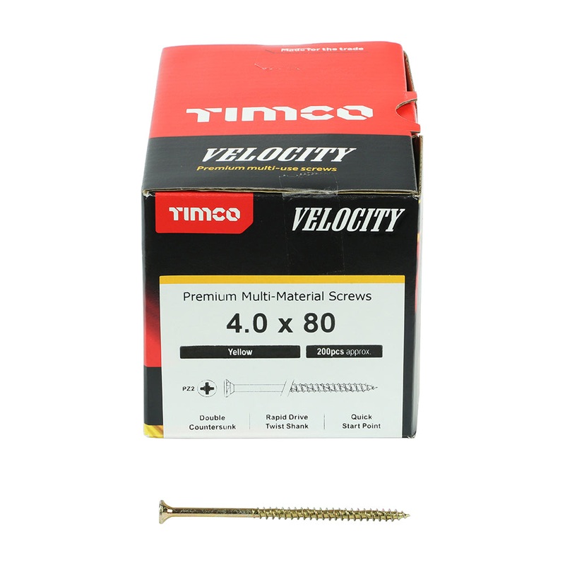 TIMCO Velocity Premium Multi-Use Countersunk Gold Woodscrews - 4.0 x 80