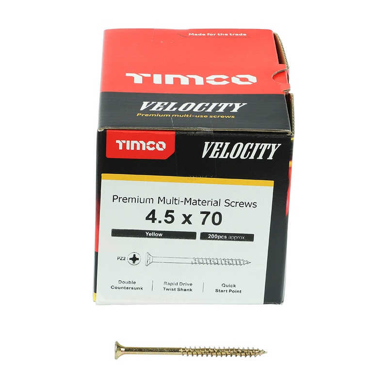 TIMCO Velocity Premium Multi-Use Countersunk Gold Woodscrews - 4.5 x 70
