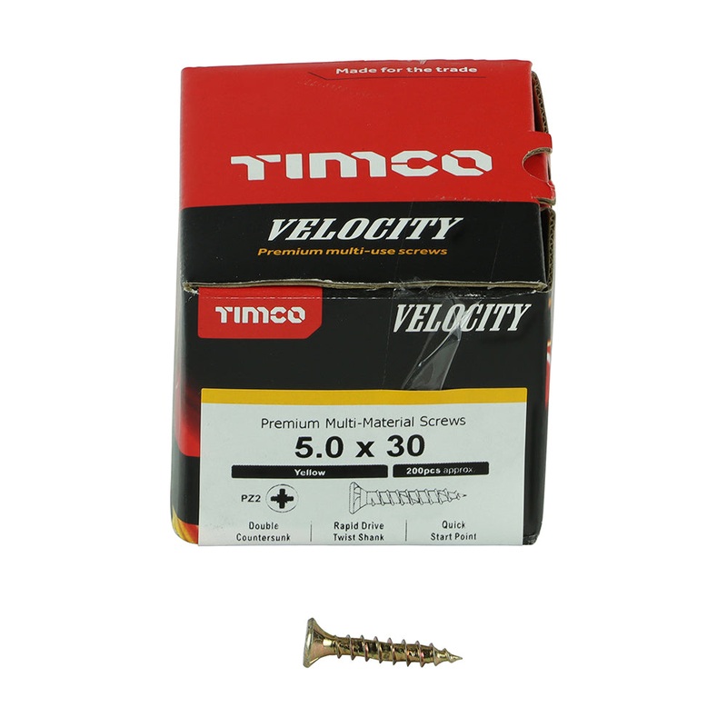 TIMCO Velocity Premium Multi-Use Countersunk Gold Woodscrews - 5.0 x 30
